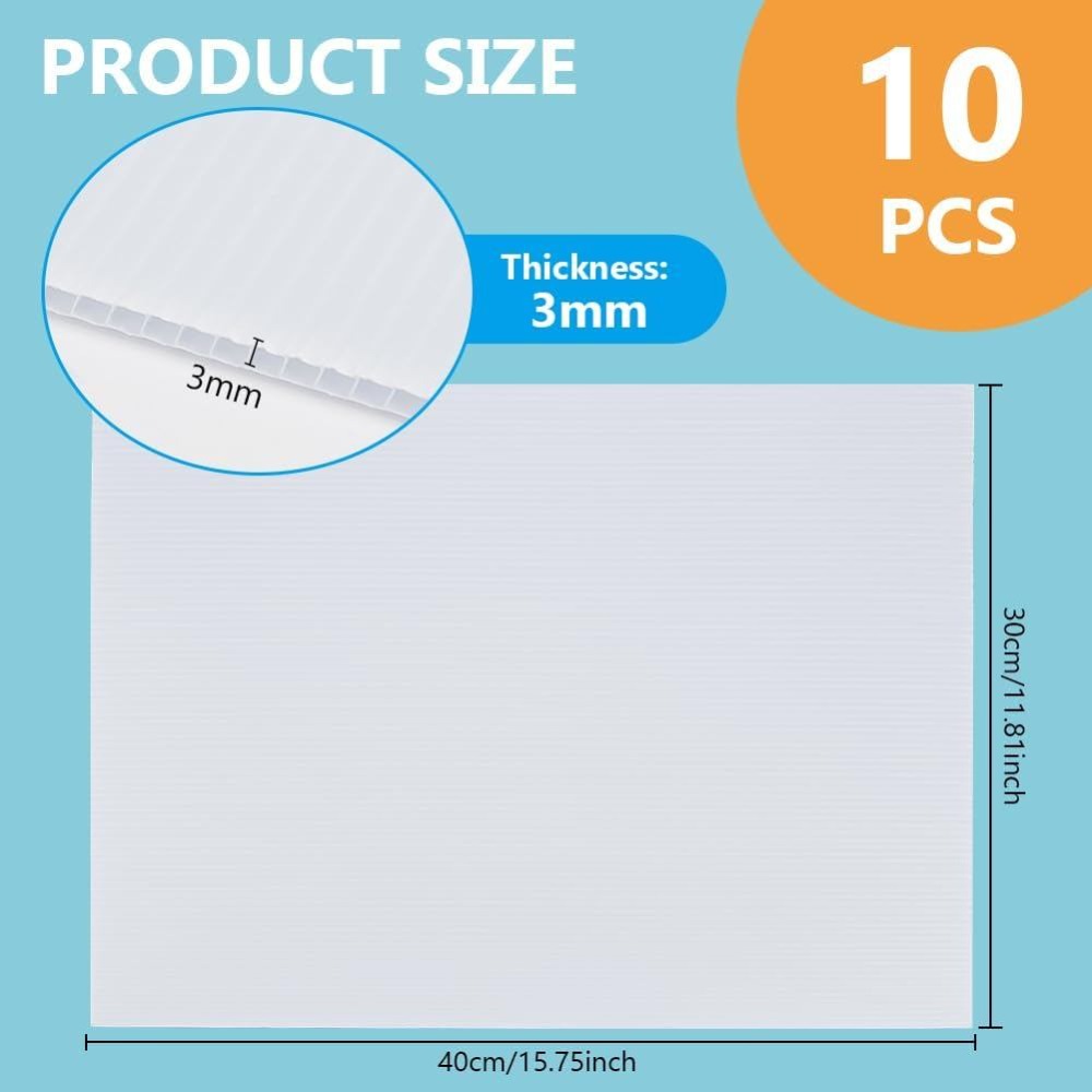 Yard Sign Blank - 10 Plaques en Plastique Ondulé Blanc